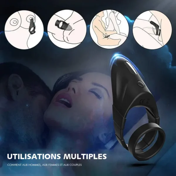 Double Anneau de pénis 10 stimulation de points sensibles aux vibrations – Image 3